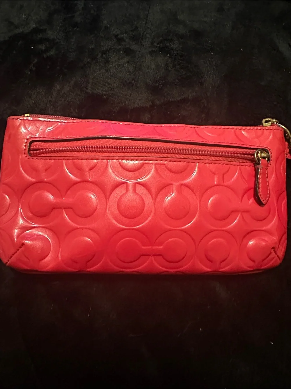 Coach Patent Embossed Pink Wristlet Clutch